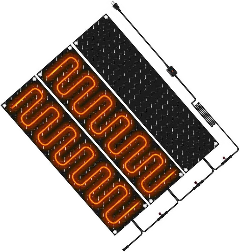 Heated Stair Treads for Outside Heated Snow Melting Mats Outdoor Slip Proof LCE Heated Rubber Mat for Driveway Walkway Decks and Sidewalks Connection for Winter Stairs,3Pcs/10 * 35.4In（25.4 * 90cm）