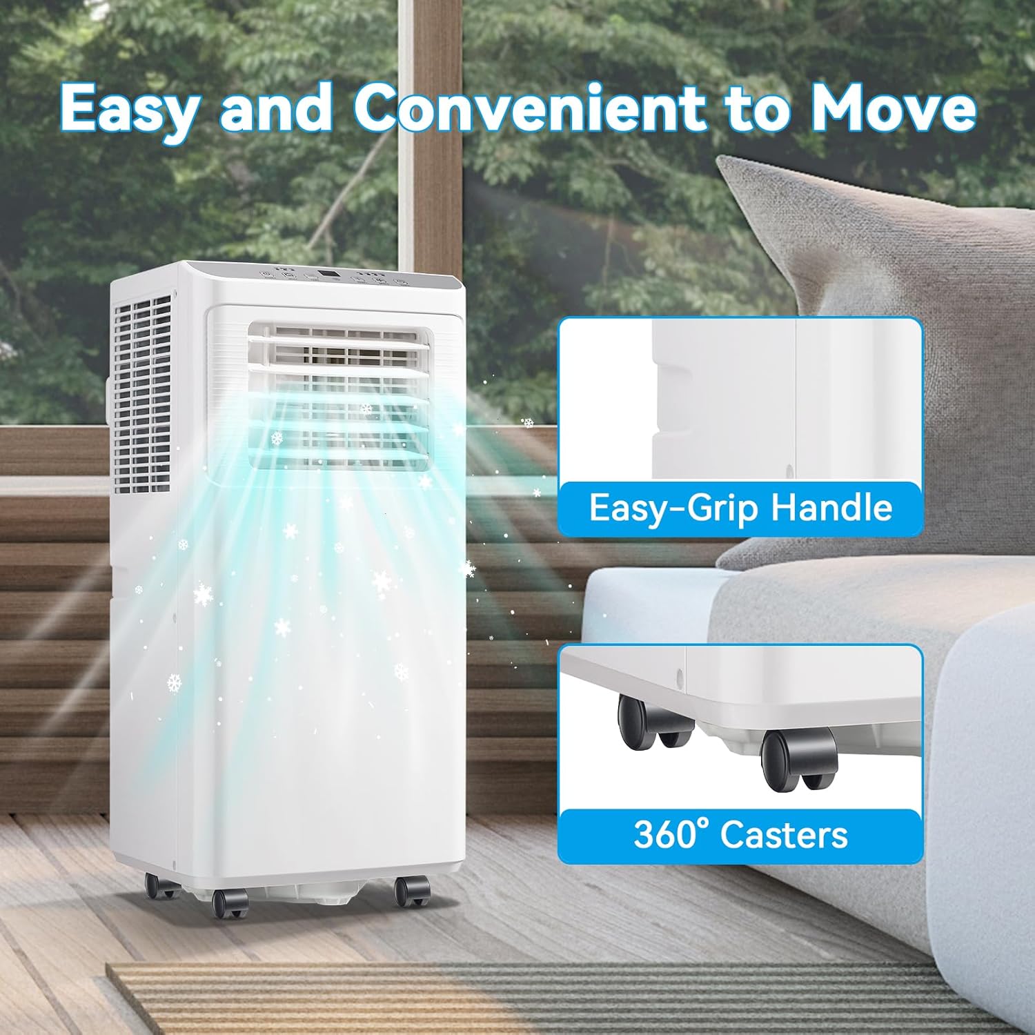 WANAI 8000 BTU Portable Air Conditioners Cools Up to 250 Sq.Ft, 3-in-1 Portable AC Units with Remote Control, Dehumidifier and Fan Mode, Suitable for Home, Dorms, Office, Apartment