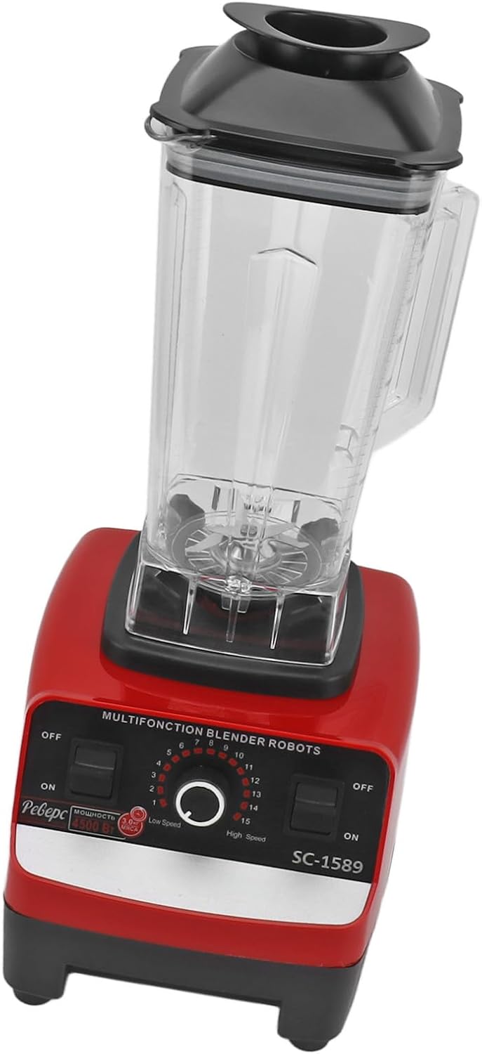 Countertop Blender, 2L Food Processor with 6 Stainless Steel Blades Powerful Professional Blender for Ice Crushing Frozen Fruits Soups Dry Grinding (US Plug 110V)