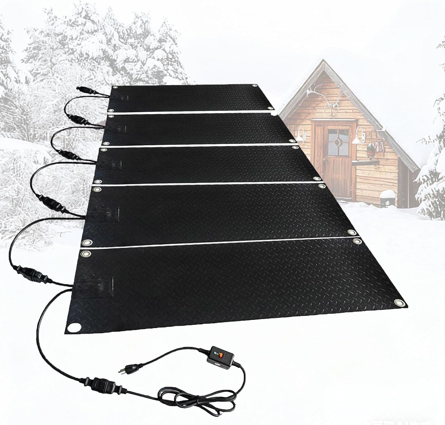 Snow Melting Mat for Entrances,Heated Non Slip Stair,Snow Melting Non-Slip Walkway Heated Outdoor Mat, 10x15In/30In/48In,for Stairs Steps Driveway Walkway Decks Sidewalks Connection