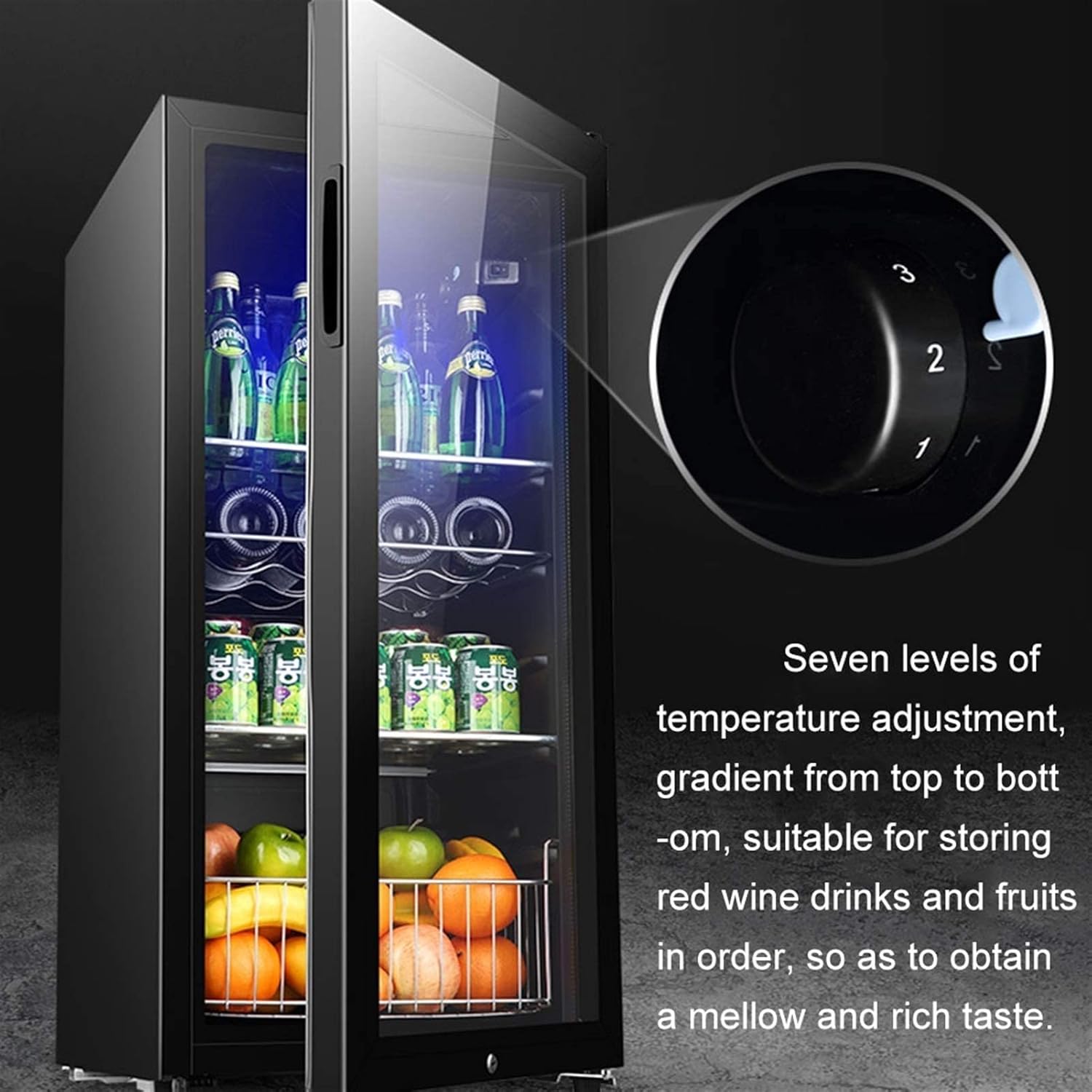 CompressorWine Cabinet Refrigerator, Large Independent Wine Cellar, Adjustable Refrigerator, Energy-Saving Silent Beverage Cooler, Glass Door