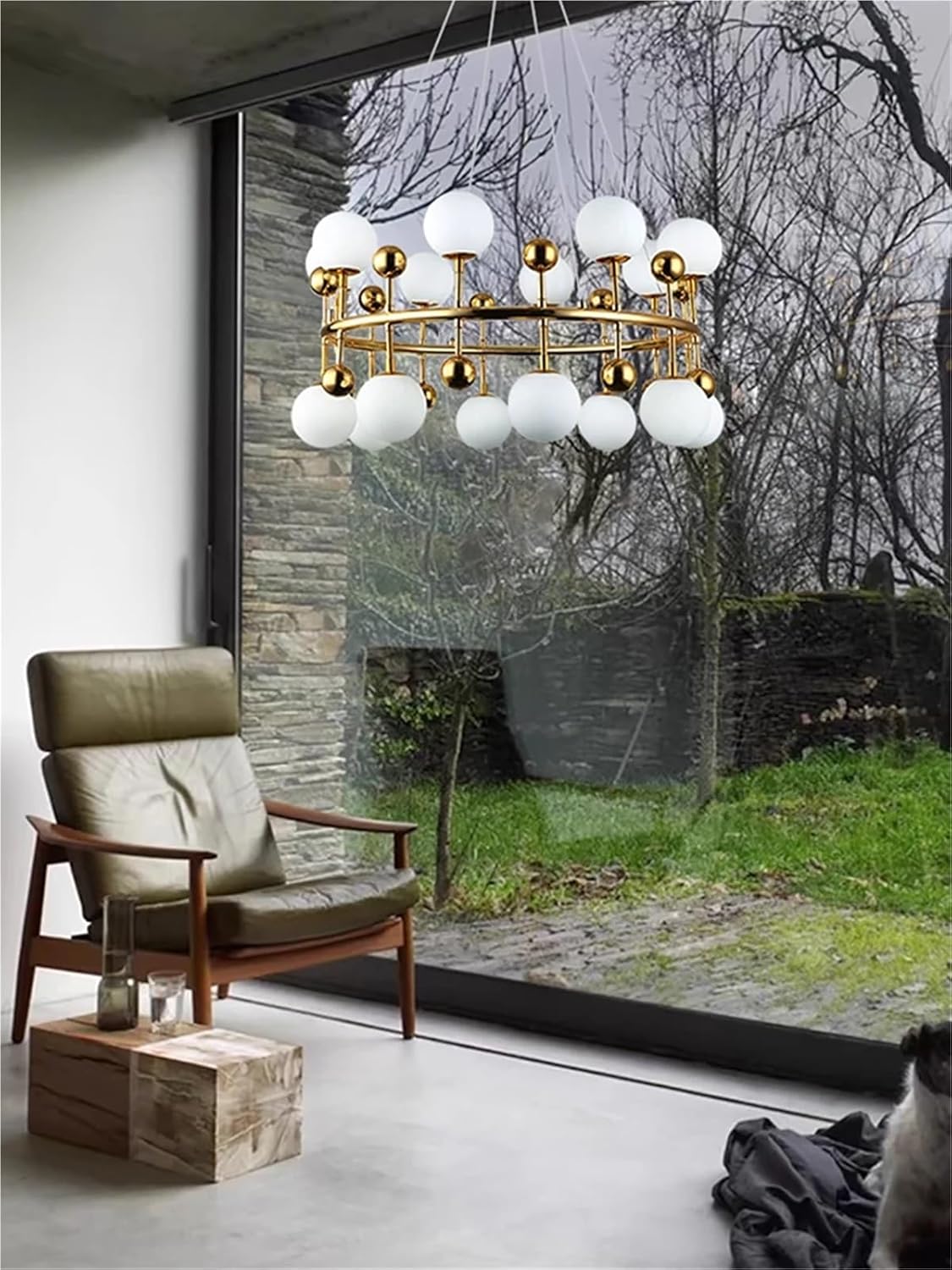 Living Room Modern Nordic Art Deco Glass Chandelier Ceiling Pendant Lighting Fixture Cottage Golden Hanging Lamps LED,Household