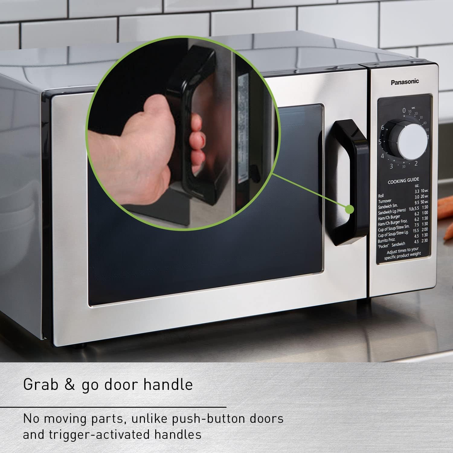 Panasonic NE-1025F Compact Light-Duty Commercial Microwave Countertop Oven with 6-Minute Electronic Dial Control Timer, Bottom Energy Feed, 1000W, 0.8 Cu. Ft. Capacity Silver