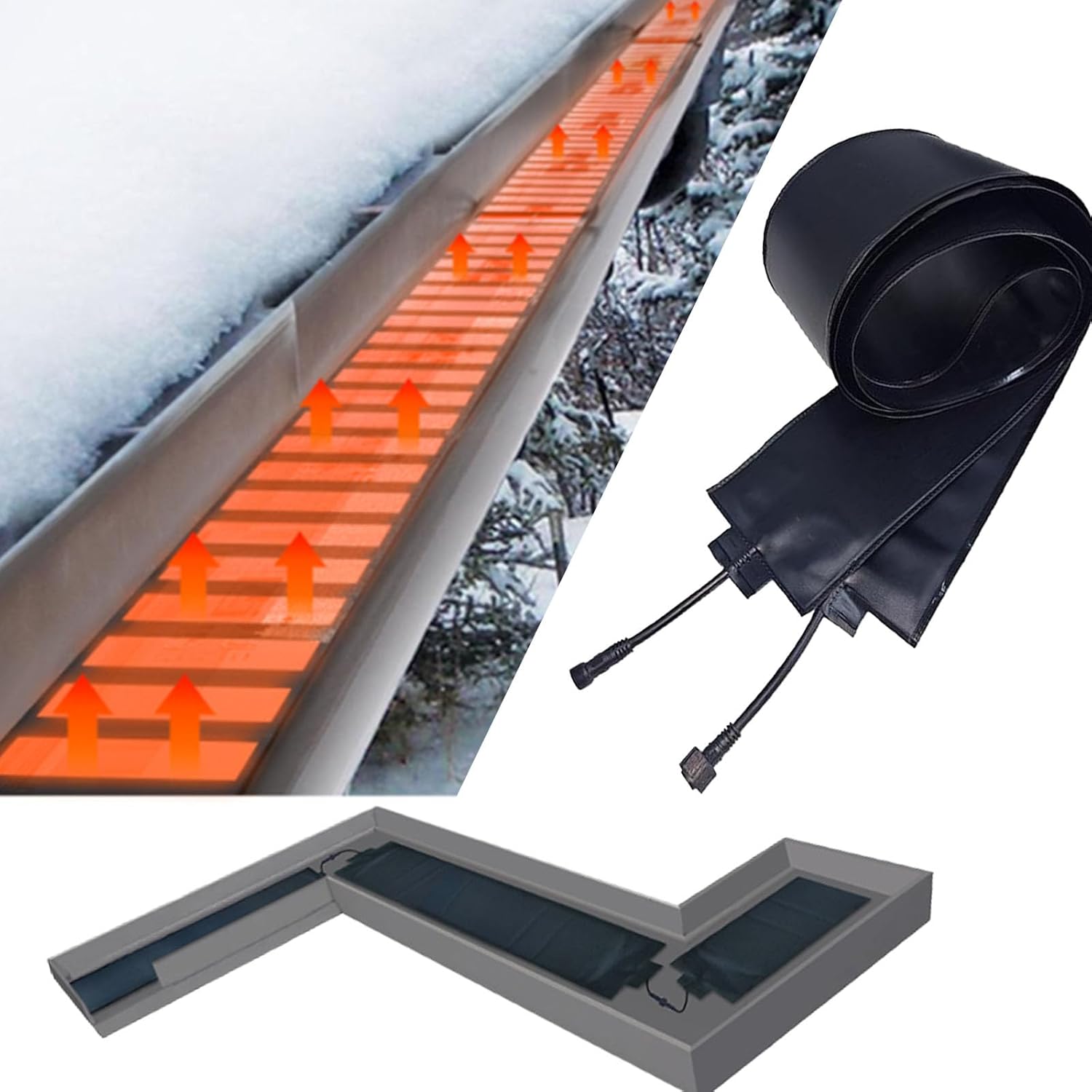 Heater for Roof,Gutter Heaters,Snow Melting System,Outdoor Electric Snow Melting Heating Pad,Industrial Roof Snow Melting Mat,12cm Wide,for Outdoor Ice Dams,Roof,Gutter,Steps