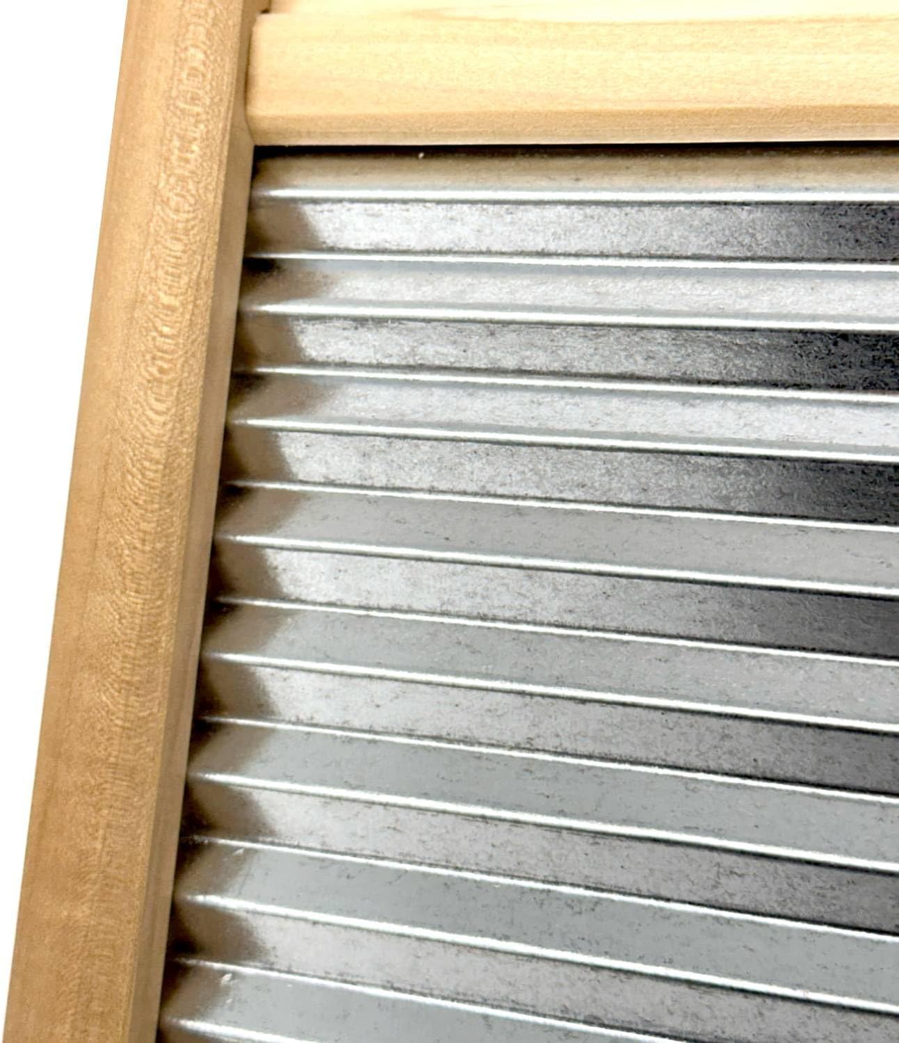 Lehman's Galvanized Steel Manual Washboard, Rub-A-Dub, Wavy, V Crimp, for Function, Decor, or Music, Small 18 in x 8.5 inches