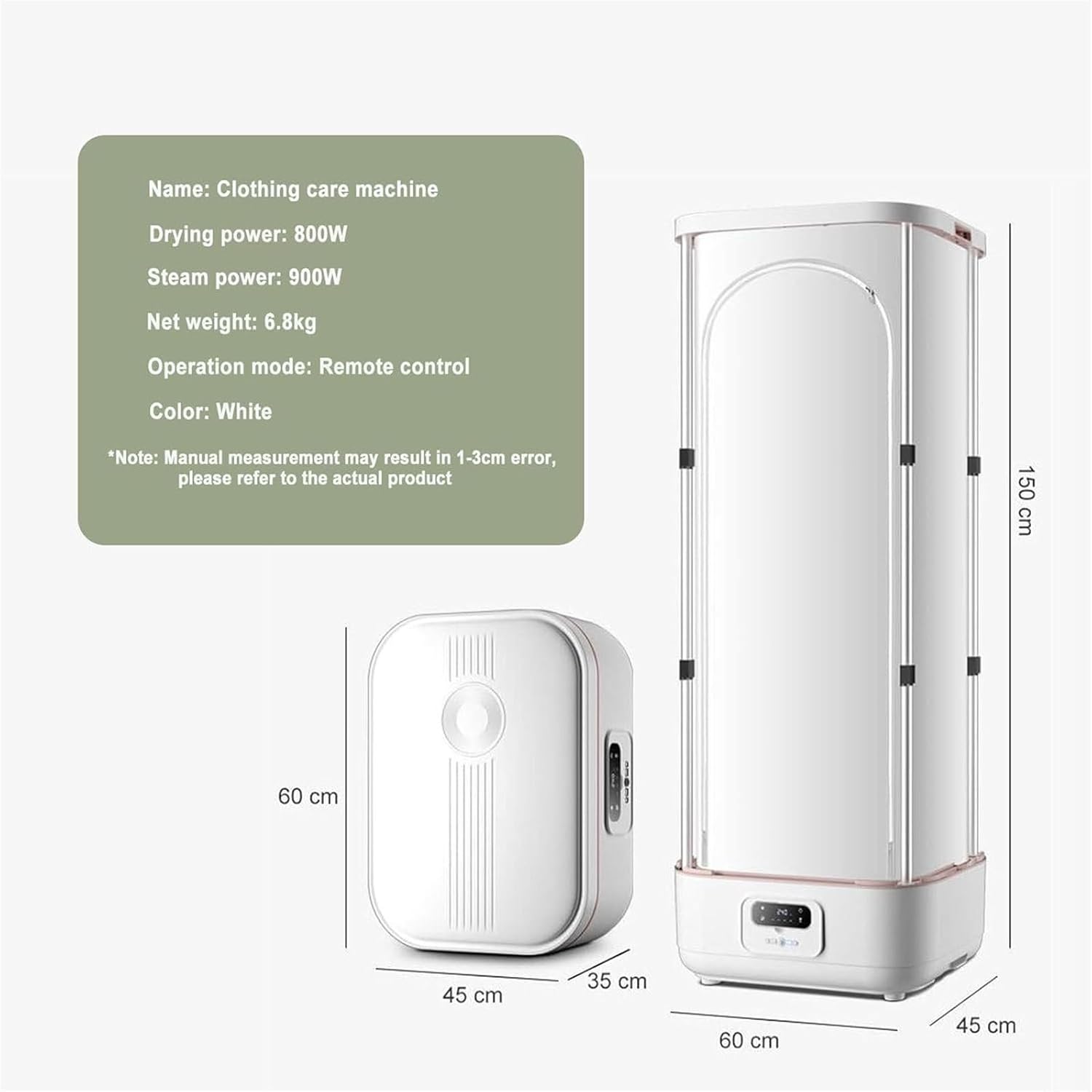 Garment Steamer, 900W Automatic Ironing Machine, Vertical Steam Clothes Dryer, Wireless/Steam Closet/Folding Clothes Machine, for Clothes & Fabric, Quick-Drying Steam