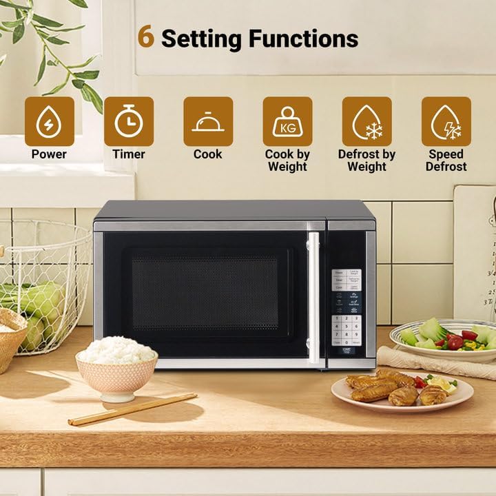 0.7 Cu.ft. Countertop Microwave Oven Countertop, 6 Auto Menus, 700W Small Microwave with 10 Power Levels, Child Lock & Space-Saving