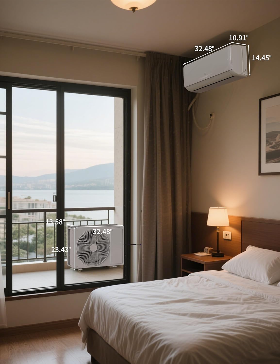 18000 Btu Mini Split AC Heating System, Wifi Enabled Mini Split Air Conditioner with 19 SEER2 Inverter, Heat Pump, 208-230V for Rooms Up to 1250 Sq. Ft, White