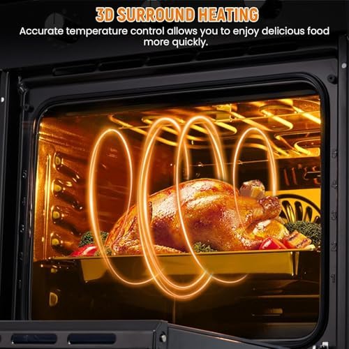 24 Inch Single Wall Oven, 2.5 Cu.ft Built-in Electric Wall Oven with 8 Cooking Functions in Stainless Steel, Mechanical Knob Control