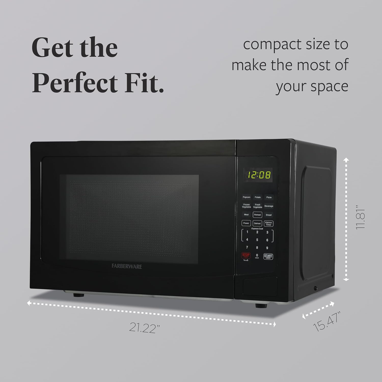 Farberware 1.1 Cu. Ft. Countertop Microwave Oven – 1000 Watts Power, Auto Cook Settings, Defrost, Easy Clean and Child Safety Lock - Black