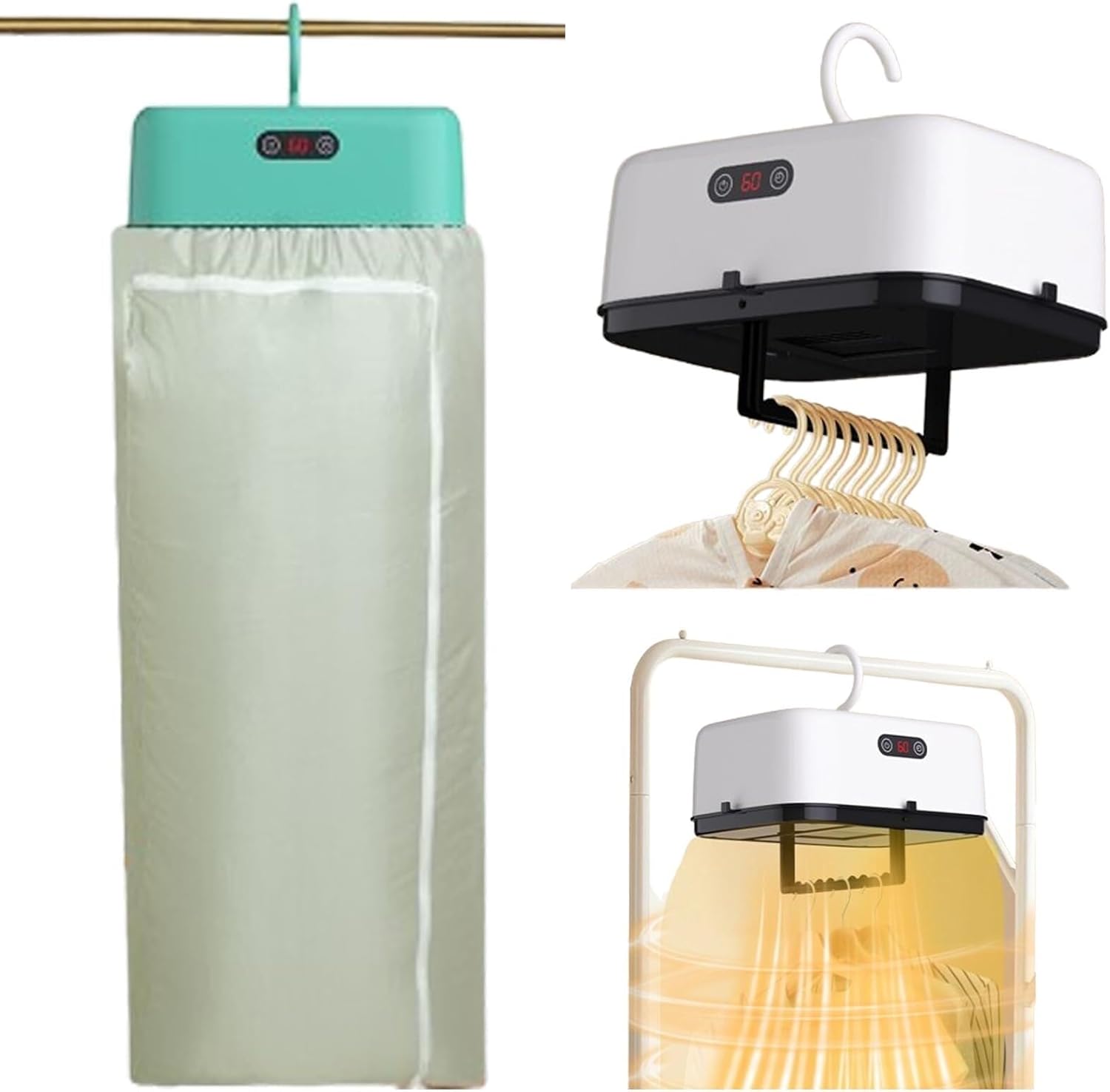 Portable Clothes Dryer Small Compact Foldable Electric Drying Machine with Dry Bag for Travel,RV, Home,Apartment(Green)