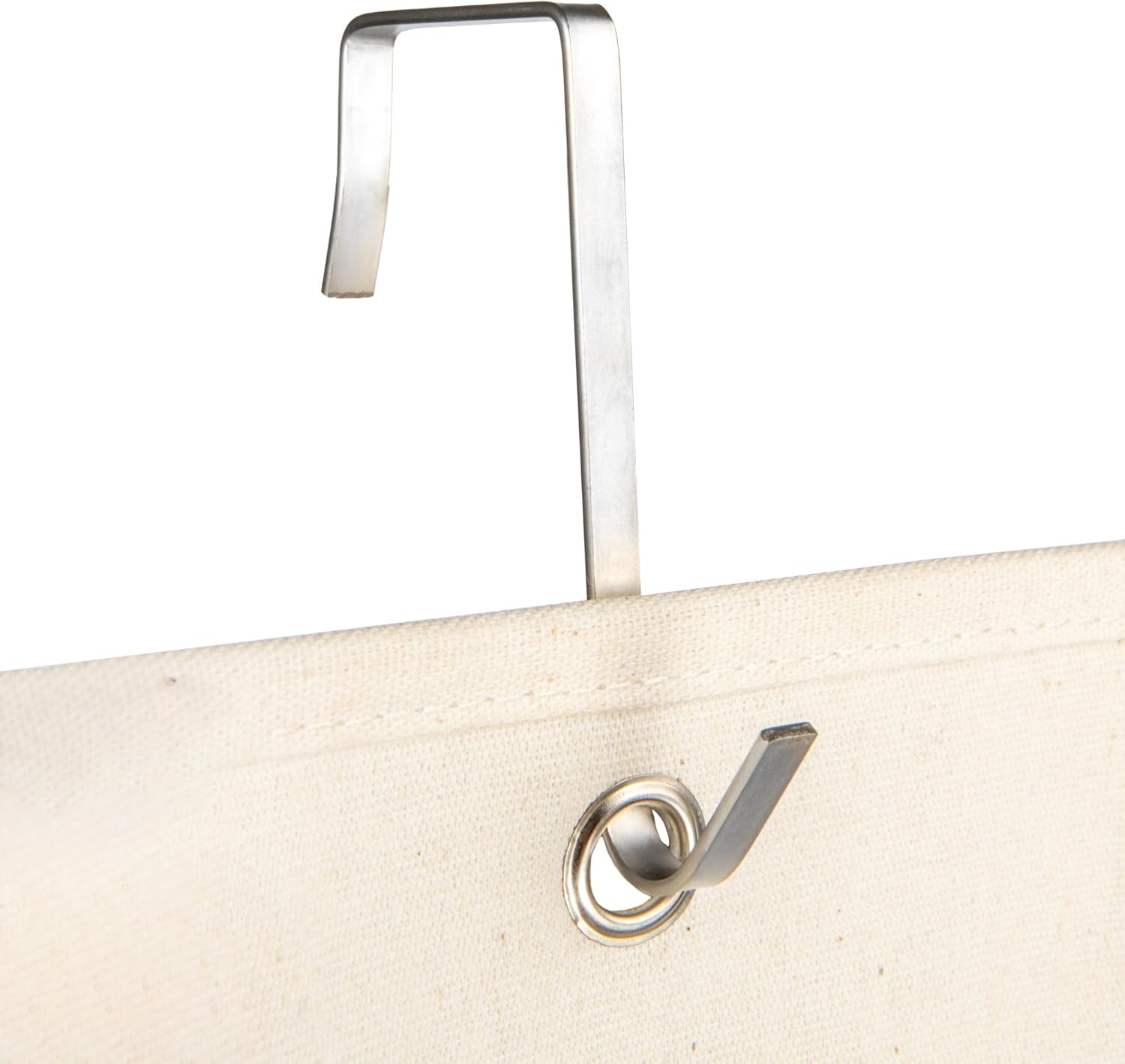 Household Essentials Over The Door Cotton Blend Cap and Hat Organizer with 15 Velcro Hangers, Natural