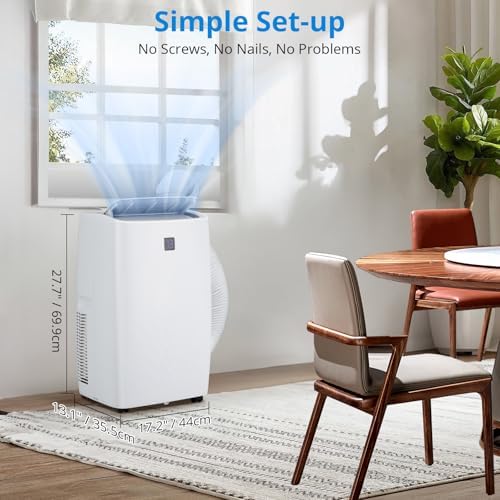 Mobile Air Conditioner Portable 12000 BTU, 3-In-1 Cooling, Dehumidifier Fan for Rooms Up to 450 Sq. Ft. Digital Display, Remote Control, and Smart Sleep Mode