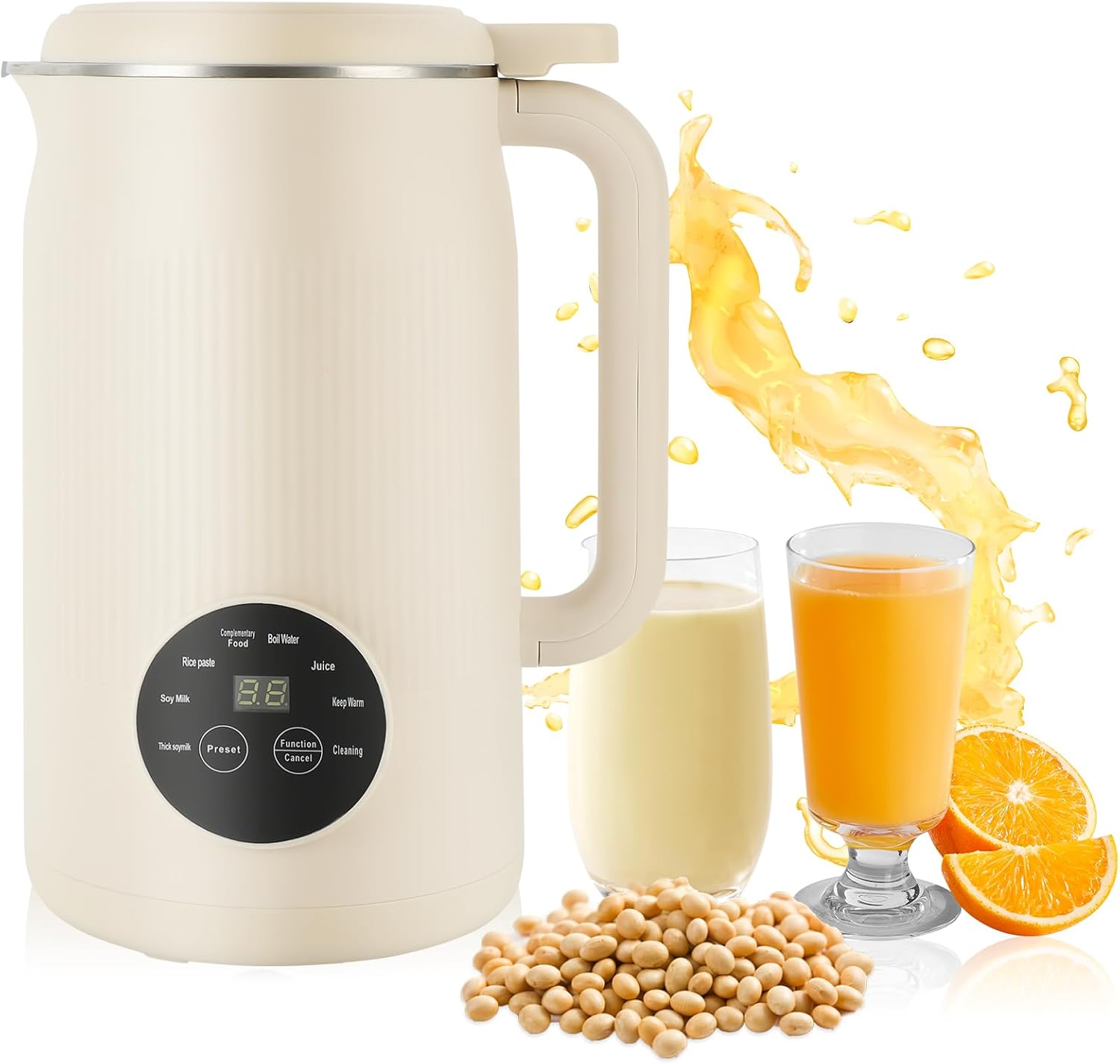 8 in 1 Nut Milk Maker, 40.58oz Soy Milk Maker Machine, with 10 Blades, Nut Milk Maker Machine for Homemade Plant-Based Milk, Oat, Soy, with Delay Start/Keep Warm/Boil Water