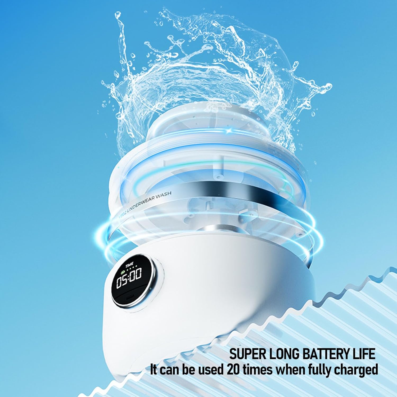 Portable Washing Machine, Mini Underwear Washer, 10W Quiet Rechargeable Mini Laundry Washer for Underwear Baby Clothes and Small Items