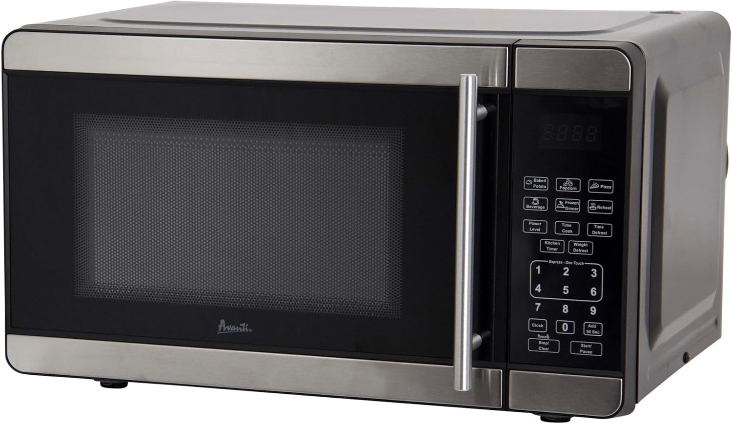Avanti Microwave Oven 700-Watts Compact with 6 Pre Cooking Settings, Speed Defrost, Electronic Control Panel and Glass Turntable, 0.7-Cu.Ft., Metallic
