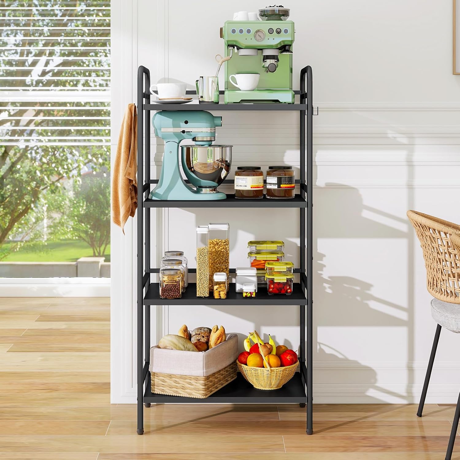 HDANI Storage Shelves, 4-Tier Metal Storage Rack with Shelf,Shelf Organizer,Garage Standing Shelving Unit for Laundry,Bathroom,Kitchen,Pantry, Closet,23.6''W X 13.8''D X 50 H'',Black