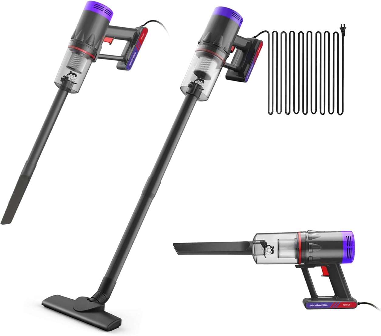 JONR Corded Vacuum Cleaner, Lightweight Stick Handheld Vacuum for Hard Floors Sofa, Curtains, Car and Pet Hair Pickup, Bagless with HEPA Filter and 23ft Cord