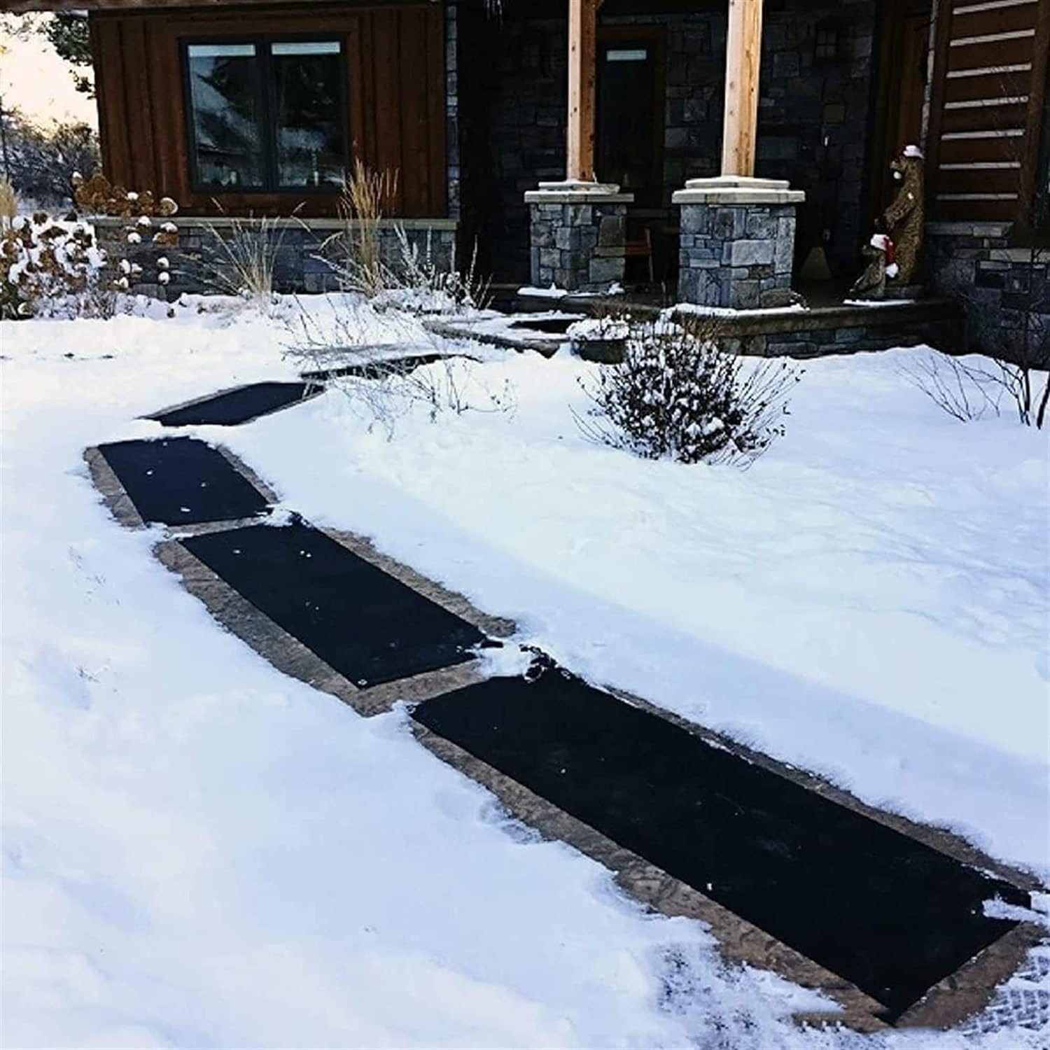 Snow Melting Mat, No-Slip Rubber Heated Outdoor Mats, USB Series Connection, 2 in/h Melting Speed, for Staircase, Deck (Size : 7 Pack)