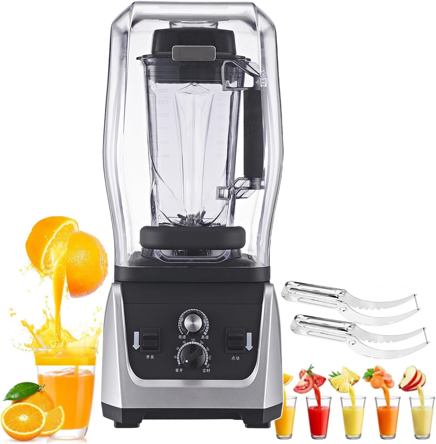Standing Smoothie Mixer for Commercial 45000rpm, Smoothie Maker Juice Blender with 7 Speed Speed, Electric Food Mill and Food Processors for Milkshakes,Juices,5L