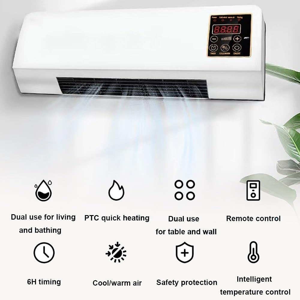 Generic 2 In 1 Wall Mounted Heating System, Mini Air Conditioner Fan, Cooling And Heating Conditioner Fan Portable For Small Room Bedroom Office Home