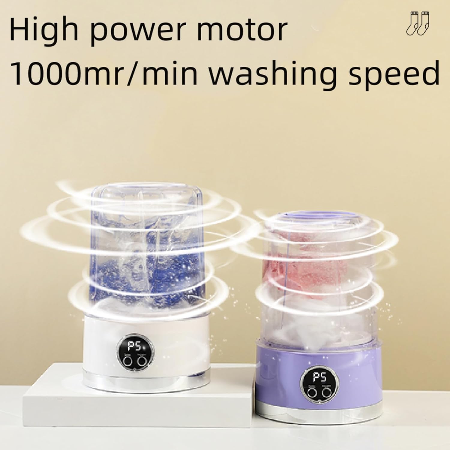 Mini portable washing machine, Rechargeable Cordless Mini Washer for Underwear, 3000mAh Battery, Gentle Powerful Cleaning, Compact for Apartment, Wash underwear and socks, men and women gift (white)