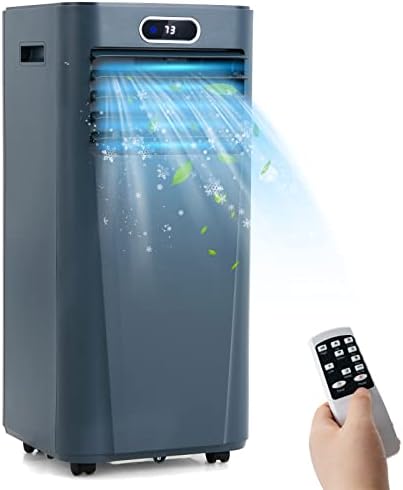 LDAILY Portable Air Conditioner, 8000 BTU for Rooms up to 230 sq.ft, 3-in-1 Evaporative Air Cooler w/Dehumidifying Fan & Remote Control, Sleep Mode, Window Kit, 24H Timer & LED Display, Dark Blue