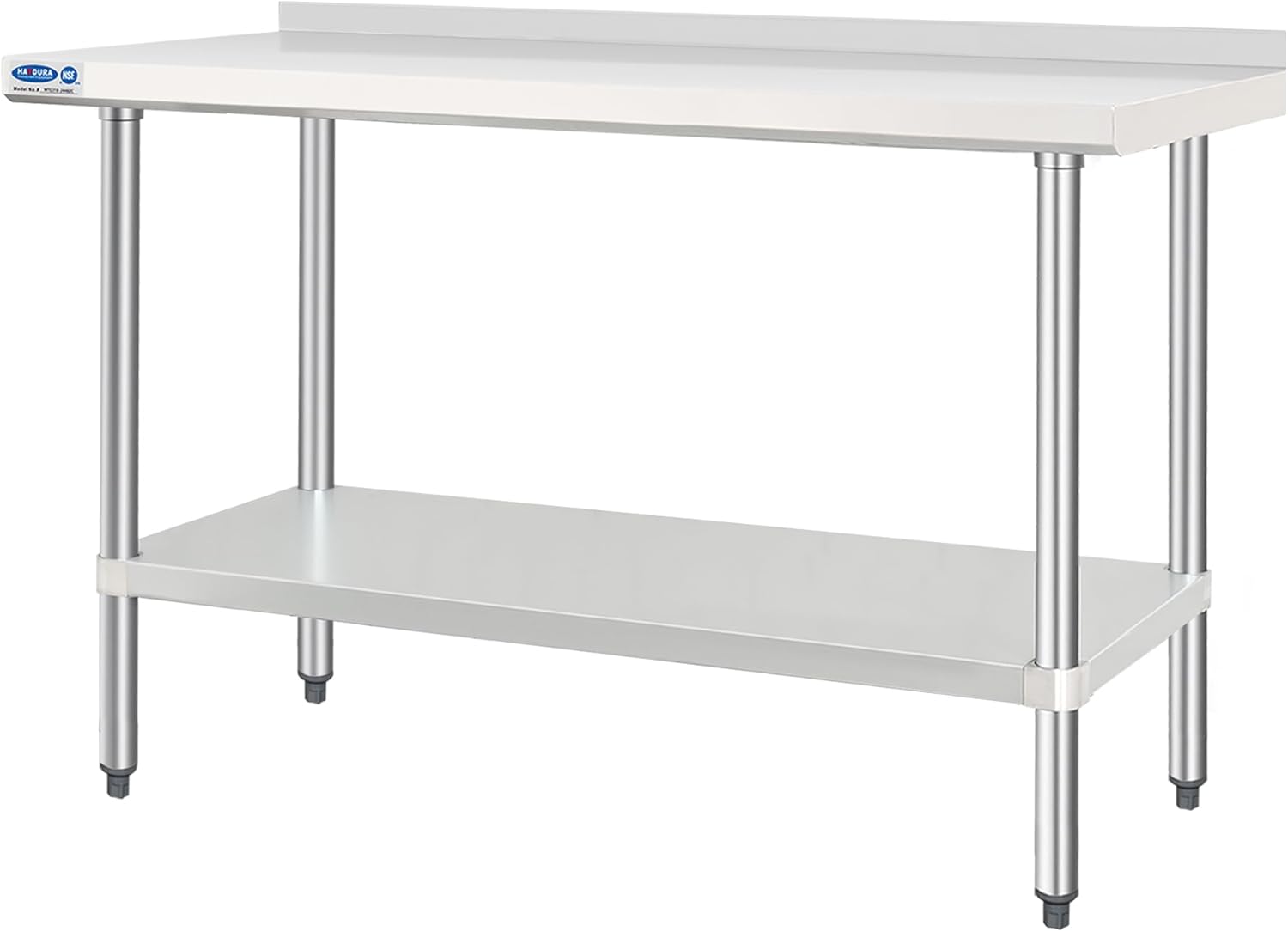 HARDURA Stainless Steel Table with backsplash 24 x 60 Inches Kitchen Prep Table Heavy Duty Stainless Steel Workbench NSF 304 with Aluminium Corner Undershelf for Commercial Restaurant