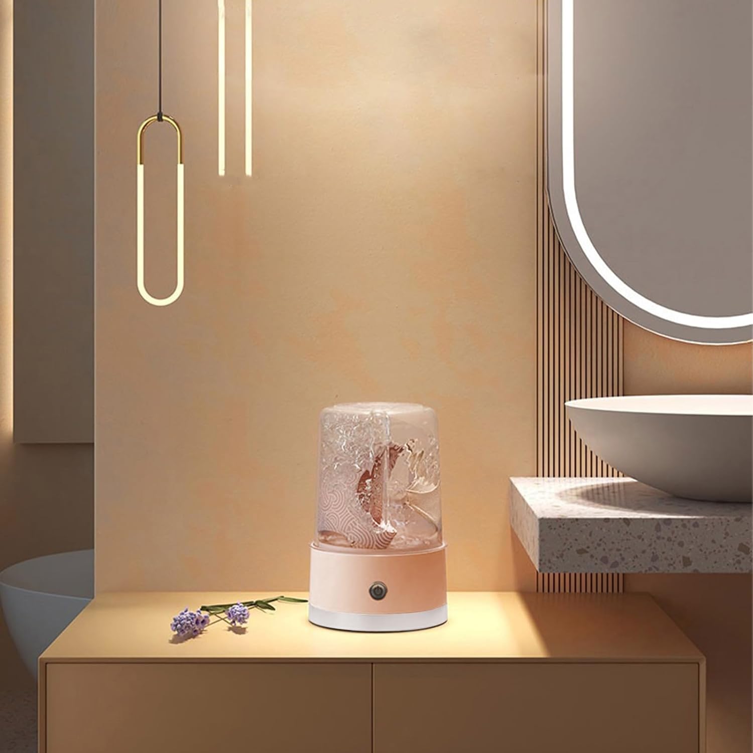 Portable Rechargeable Cordless Mini Washing Machine, Underwear Washing Machine, 4000mAh, 1L Capacity, Compact Quiet Mini Fully Automatic Washing Machine for Bras, Underwear & Socks (Pink)