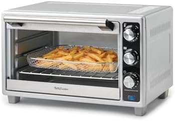 Betty Crocker Air Fryer Convection Toaster Oven, Multifunction 6-Slice Toaster and Air Fryer Oven, 0.8 Cu. Ft. 6 Slice Capacity AirFryer Toaster Oven Combo, 7 Function Convection Oven,Silver