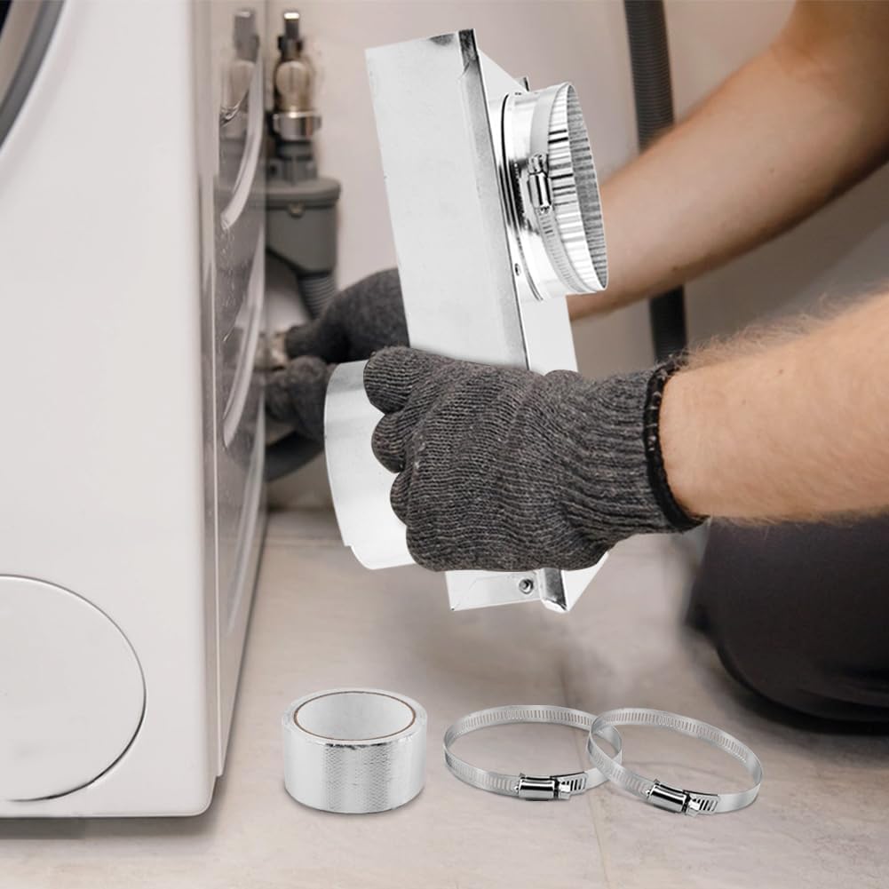 Periscope Dryer Vent Magnetic Dryer Vent Tight Space Dryer Vent Hose for Dryers Laundry Room Save Space with 3 Clamps and Aluminum Foil Tape (COLOR:Silver)