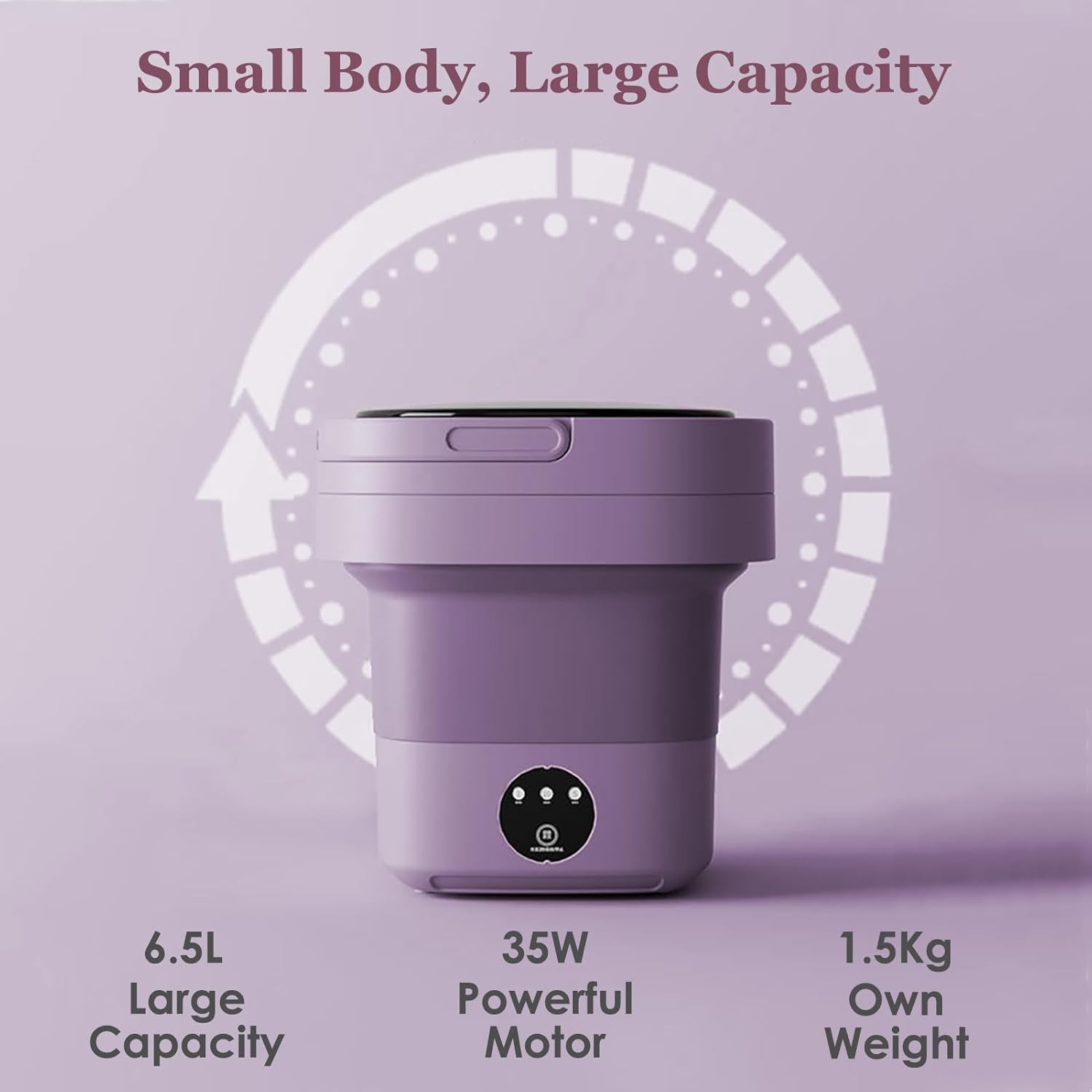 6.5L Portable Washing Machine Foldable Mini Small Portable Washer Washing Machine With Drain Basket for Underwear, Baby Clothes, Small Items, Towels US Plug (Purple)
