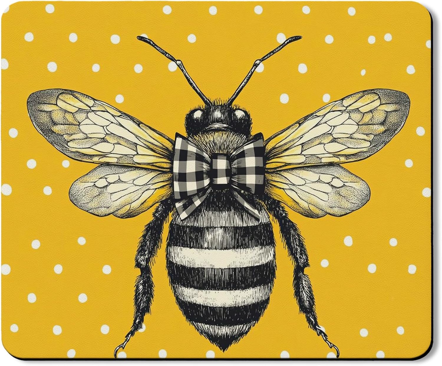 Bee Themed Washer Dryer Top Protector Mat, Vintage Illustrated Bee Laundry Machine Cover, Yellow Seasonal Dust Proof Rubber Anti-slip Waterproof Mats for Laundry Room 20x24 Inch