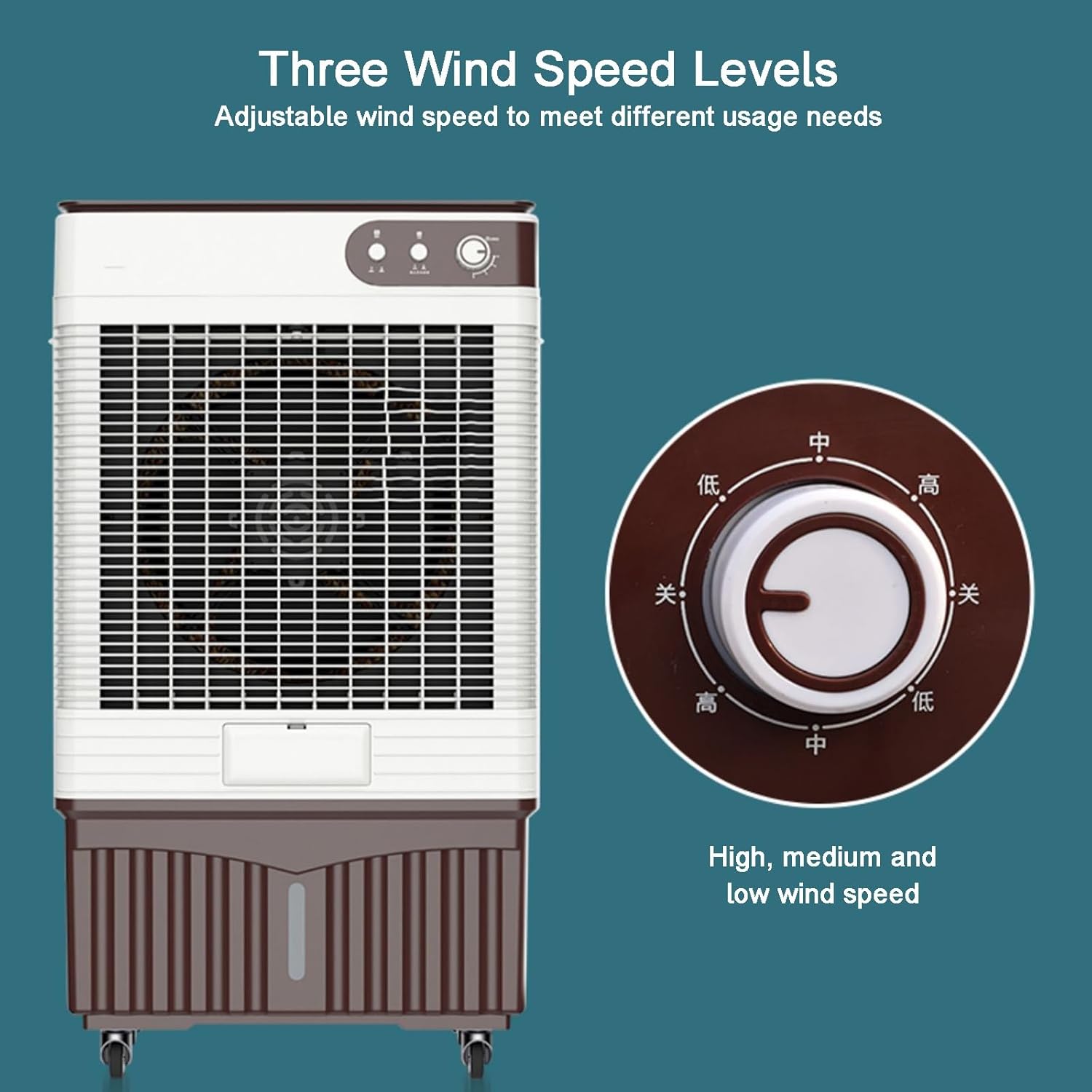 Evaporative Cooler, Portable Air Conditioners, 44in Swamp Cooler, 3 Speed Adjustment, with 60L/13bal Water Tank, for Patio, Garage, Industry