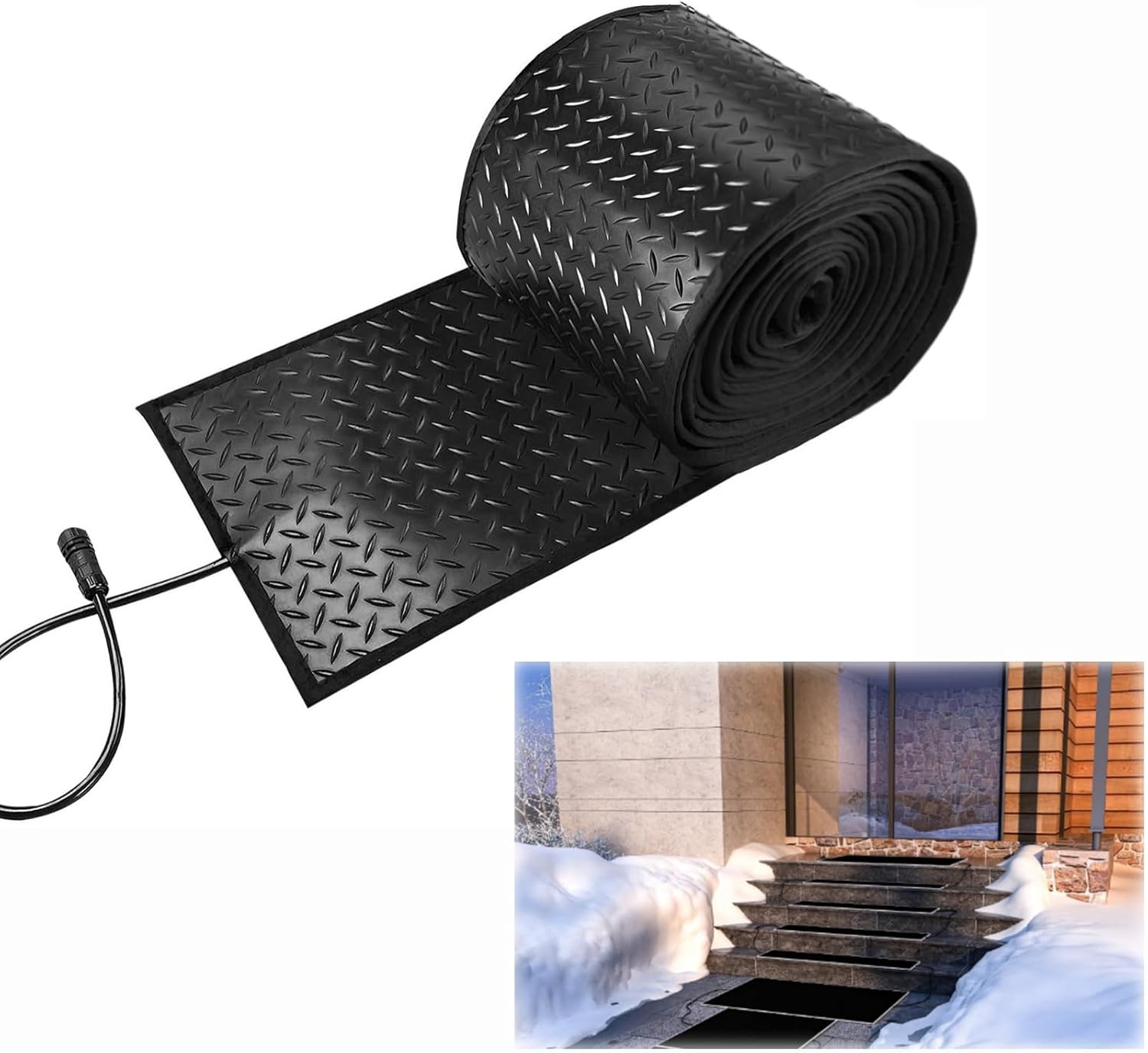 Heated Outdoor Mats, Snow Melting Mats, Heated Stair Treads for Outside, Ice Melting Mats for Walkways, Driveway, Sidewalk(15x240inch)