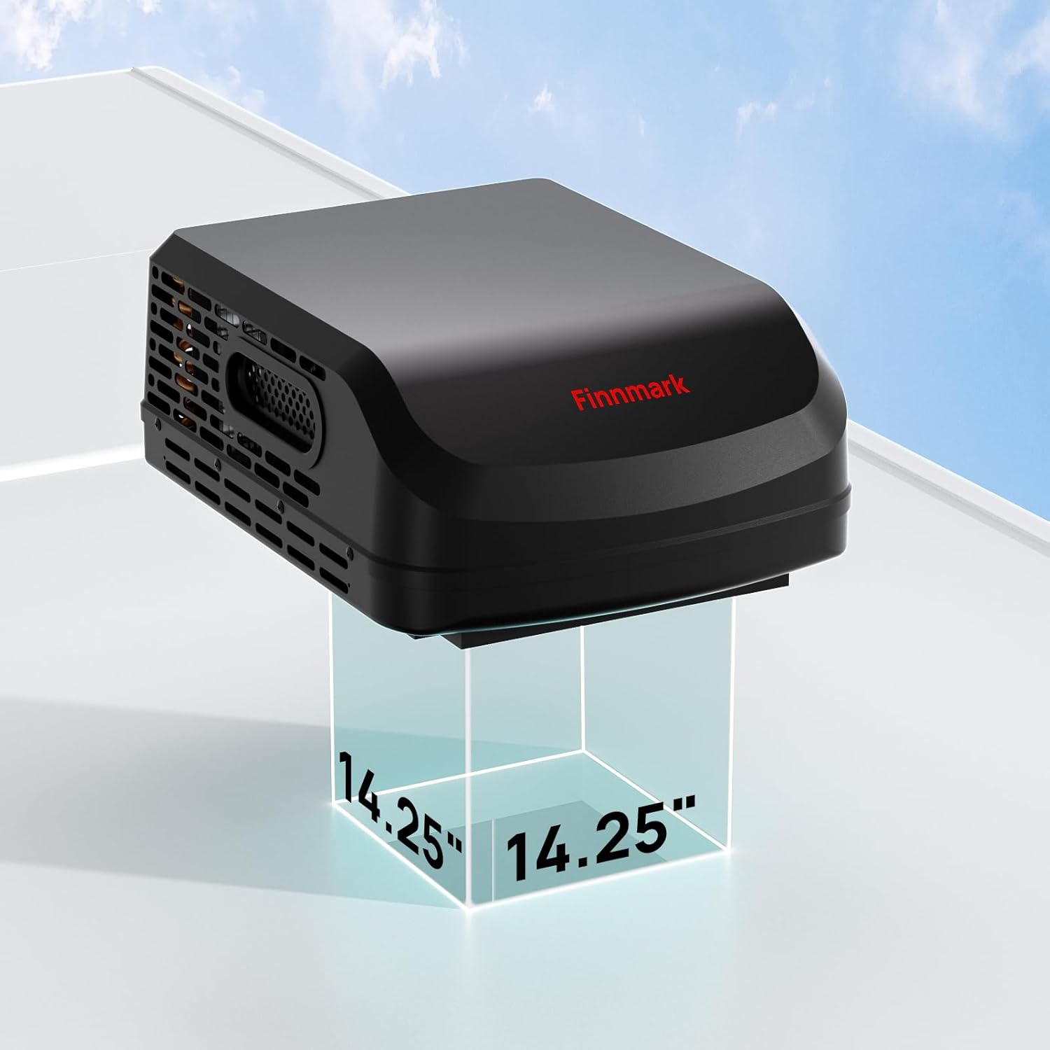 TURBRO RV Air Conditioner, 15,000 BTU Cooling with 1,500W Electric Heating, Non-ducted Rooftop Unit with Lift Handles, Ceiling Assembly with Atmosphere Lamp, 115V AC, Remote and WiFi-Controlled, Black