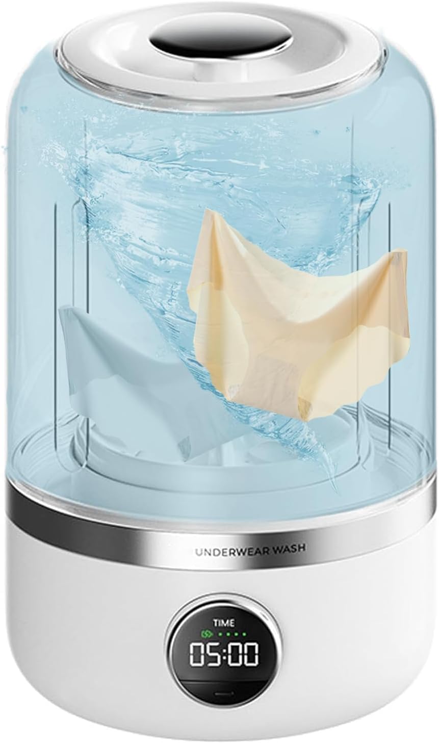 Rechargeable Mini Portable Washing Machine, with 4000mAh 5V 10 W Underwear Washing Machine for Underwear,Baby Clothes,Travel (White)