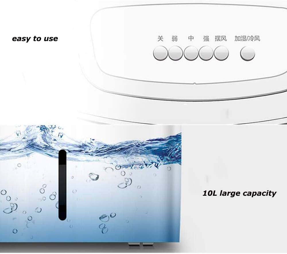 Cooling Fans Portable Evaporative Air Cooler with Fan & Humidifier 3 Speed 3 Modes Bladeless Quiet Electric Fan WRemote Control for Indoor Home Office Dorms 55W 3 Speed Setting, White