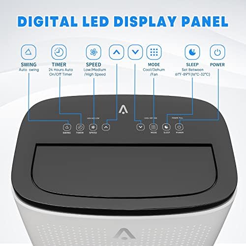 3-In-1 Smart Portable Air Conditioners With Digital Display, 14,000 BTU Quiet Air Conditioner, Air Conditioner for Room Up to 750 Sq.Ft. 24H Timer, With Remote Control, Dehumidifier, Fan