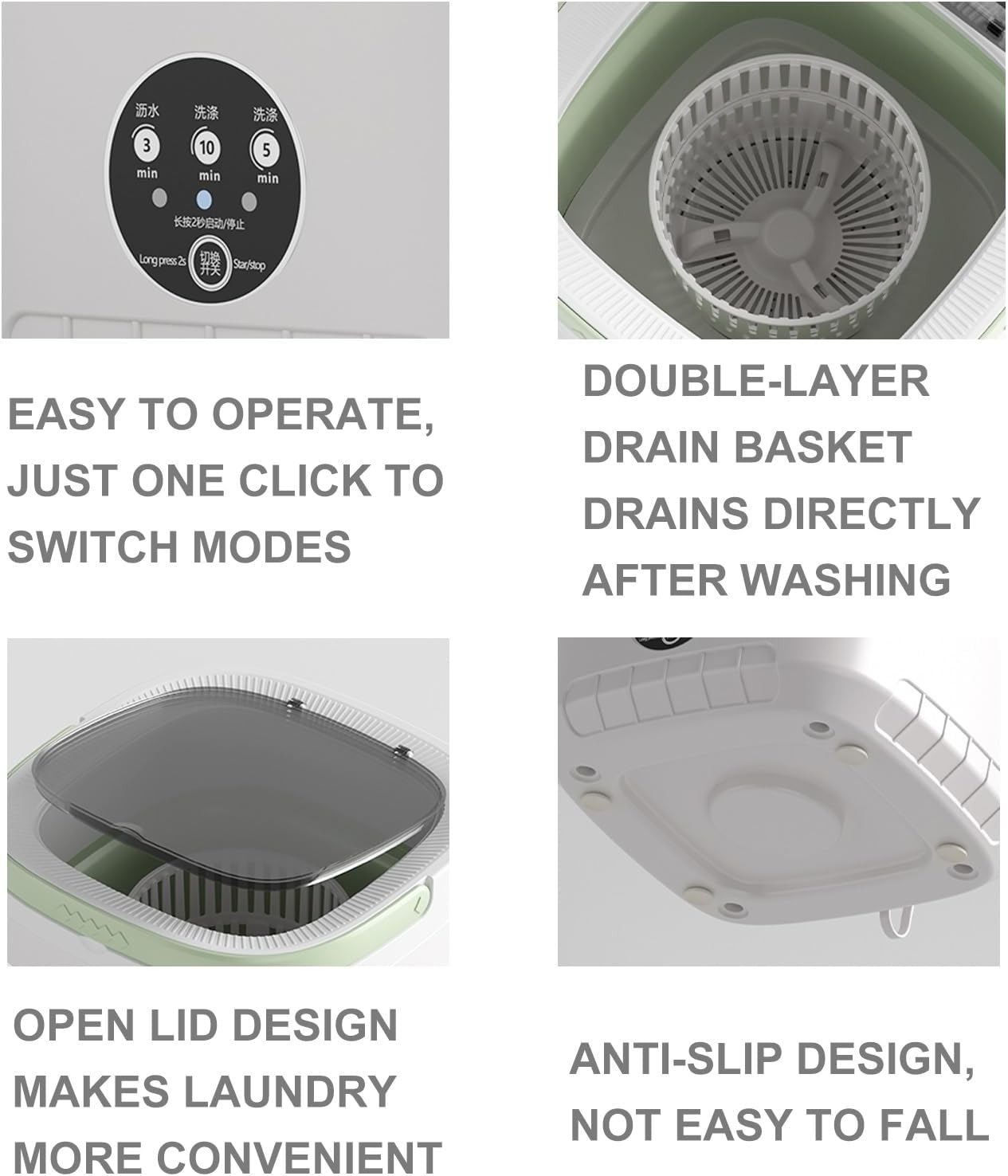 Portable Washing Machine, 7.5L Large Capacity Foldable Washing Machine and Spin Dryer with 3 Modes for Underwear, Baby Clothes, Small Items, Portable Washer for Apartments, Travel, Camping ( Color : G