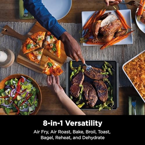 Ninja SP201/FT205CO Digital Air Fry Pro Countertop 8-in-1 Oven with Extended Height, XL Capacity, Flip Up & Away, Basket, Wire Rack Crumb Tray, Silver, Black (Renewed)