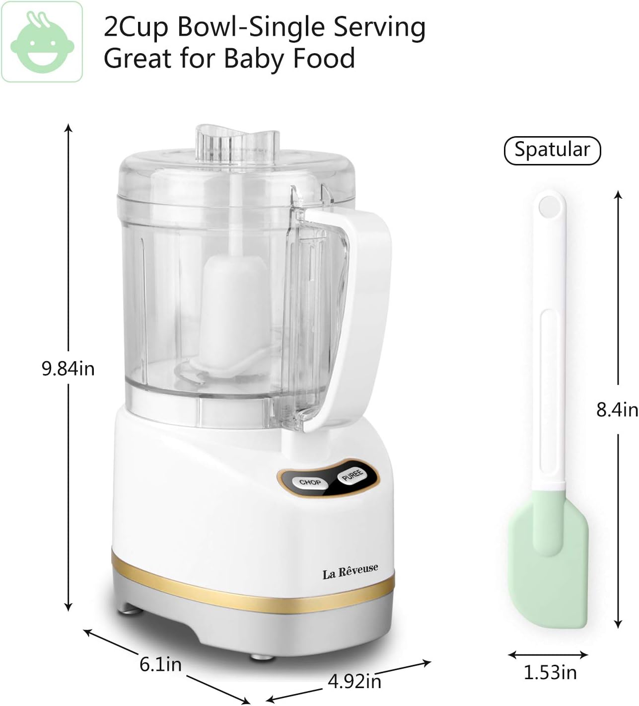 La Reveuse 1000W Smoothie Blender (Silver) + La Reveuse Small Food Chopper (White)
