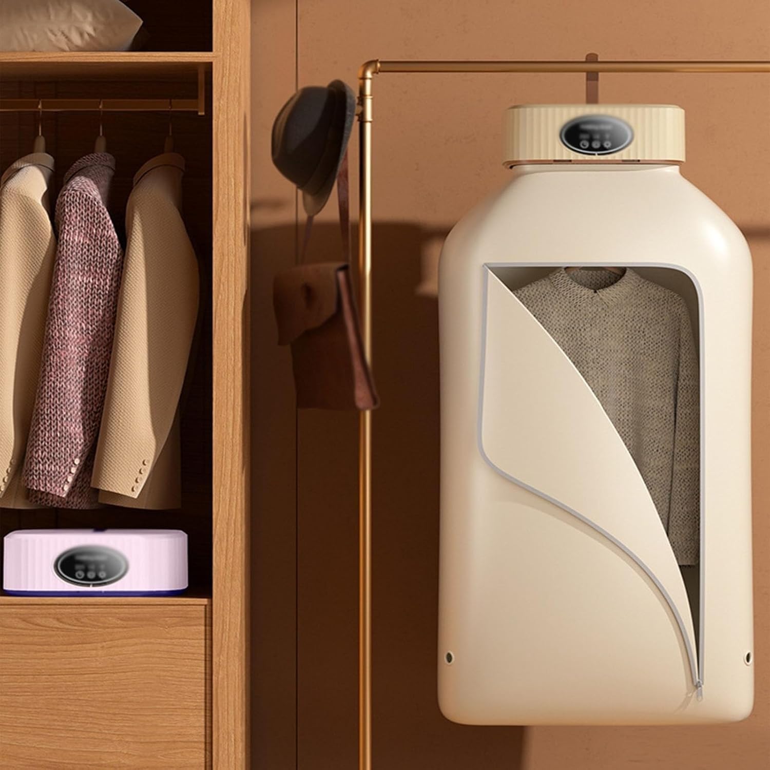 Hanging Garment Steamer Garment Hanger for Steaming Clothes Automatic Ironing Machine Collapsible Automatic clothes dryers(Purple)