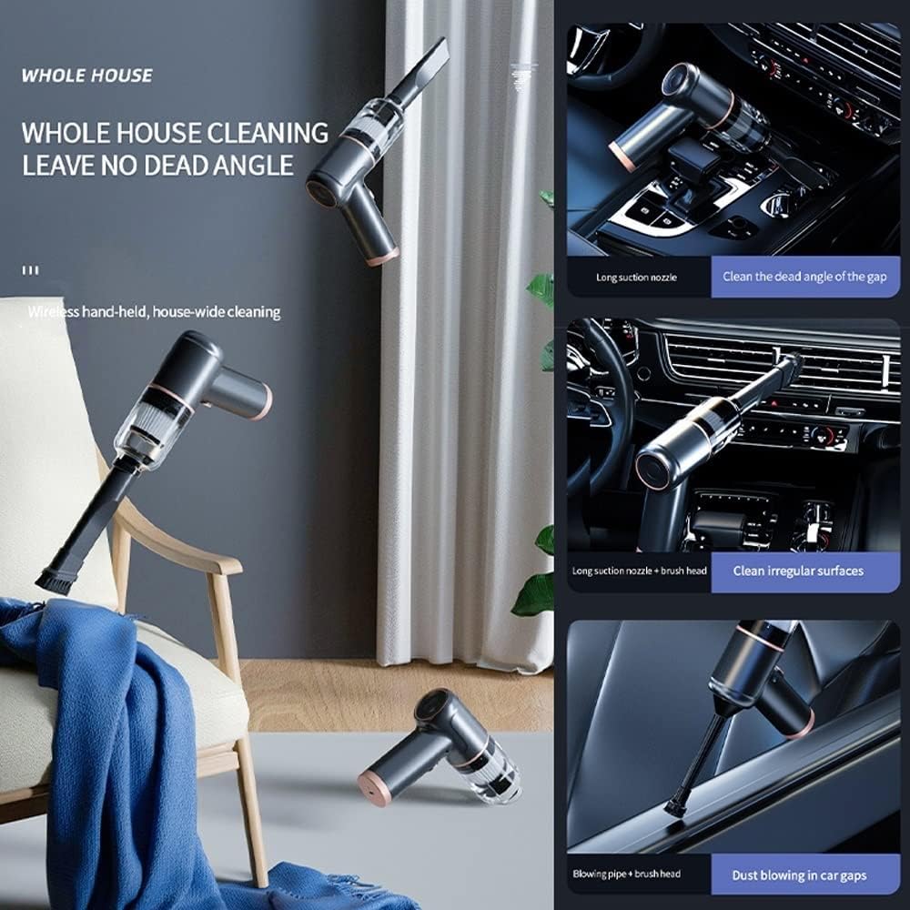 Handheld Vacuum Cordless, 12000Pa Strong Suction, Portable Hand Held Car Vacuum Cleaner with High Power, Rechargeable Mini Vacuum for Home Office Pet Hair Cleaning, Lightweight and Quick Charge ( Gray