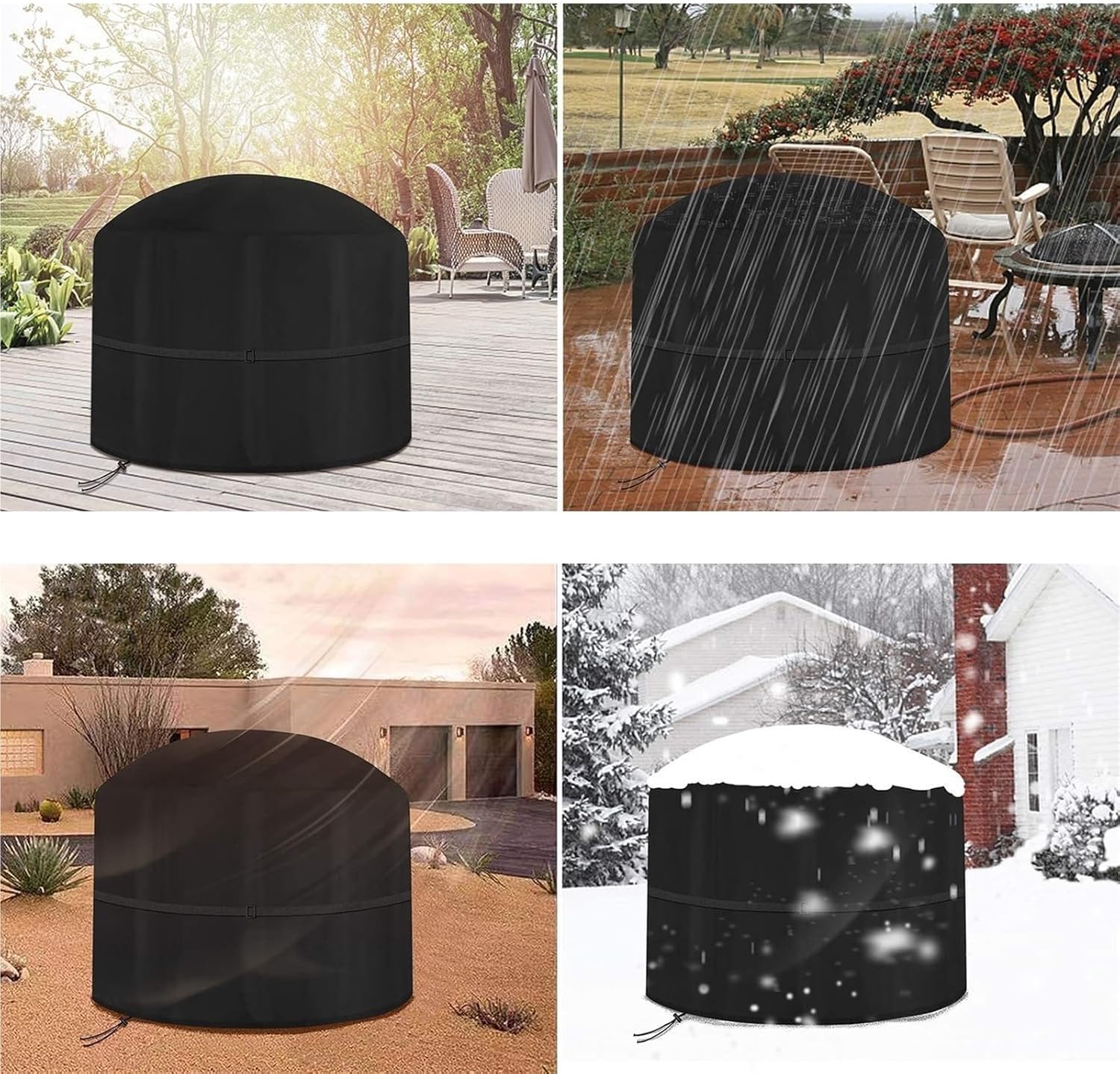 1pc Outdoor Round Stove Cover Waterproof Cover 210D Oxford Fire Pit Cover 80x50cm for Patio Fireplaces