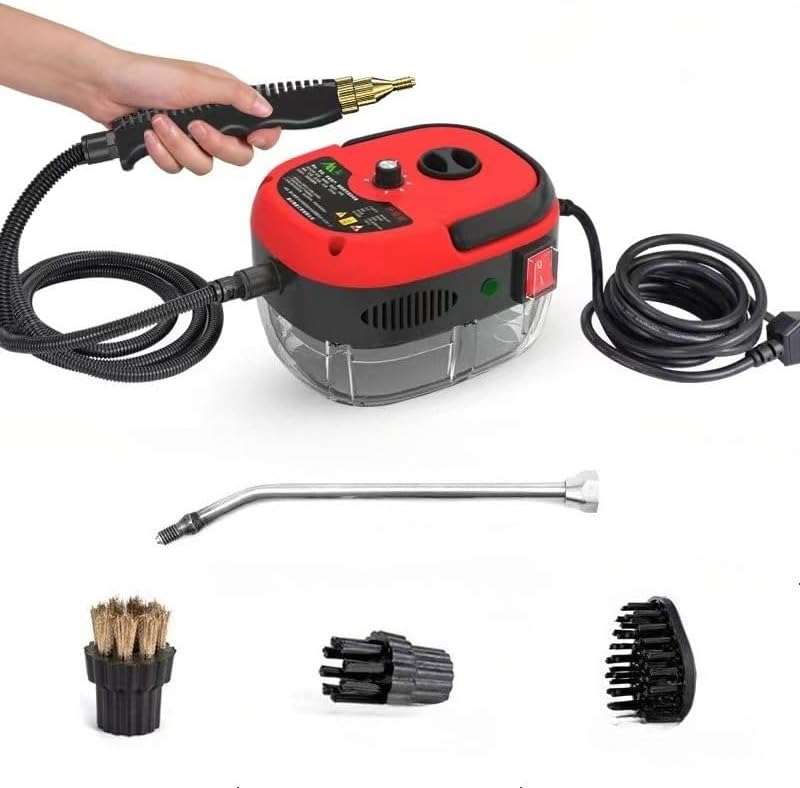 Upgraded Handheld Steam Cleaner,Portable High-Temperature Pressurized Steam Cleaner, Includes Nozzle&3 Brushes-Home Dirt, Grease, Car, Tile,Kitchen (Red)