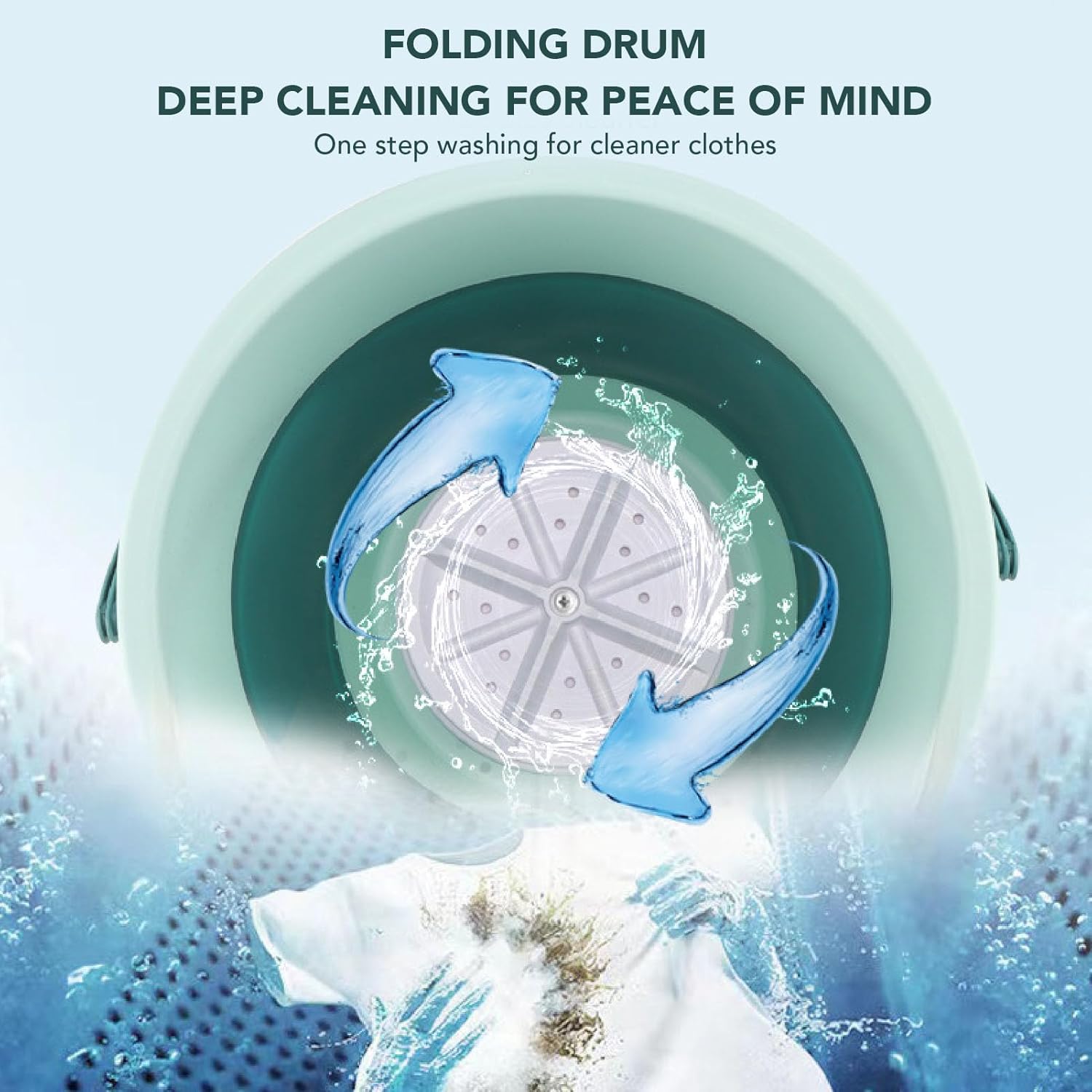 Portable Washing Machine, Foldable Space Saving Easy Using Mini Automatic Clothes Washer Tub Rotary Travel Laundry Bucket for Underwear,Baby Clothes,Socks