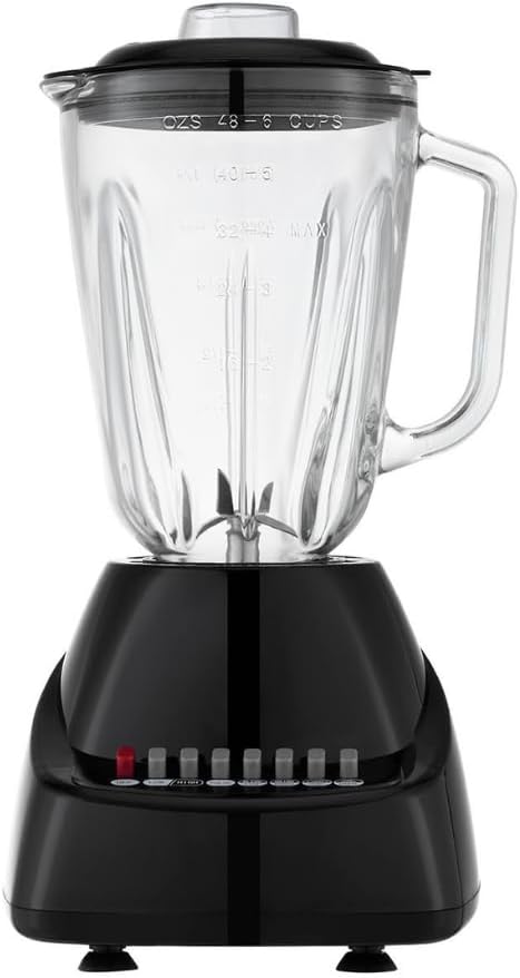 Alpine Cuisine 10-Speed Blender with 50oz Glass Jar, 450W High-Power Kitchen Countertop Mixer for Smoothies, Shakes, Crushing Ice, and Pureeing, Stainless Steel Blades, Pulse Function, Black