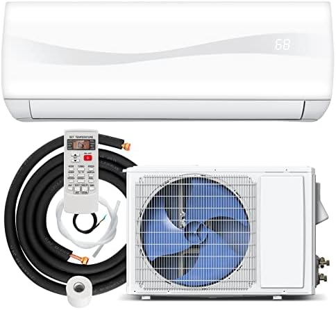 LDAILY Split Air Conditioner, Inverter Air Conditioner with 5 Operation Modes, 4 Speeds, & Self-cleaning Function, Remote Control & Installation Kit Included, Good Performance Ac Unit (18000Btu, 220V)