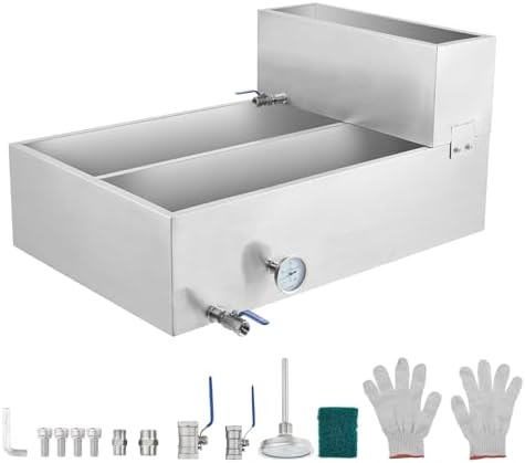 Maple Syrup Evaporator Pan - Stainless Steel, 22.4 Gal, 2 Valves & Thermometer,Upgraded Seamless Welding Technology - for Home & Outdoor(24x36x18.5 Inch)